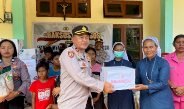 Polres-Flotim-laksanakan-Giat-Baksos-dan-salurkan-Bansos-dalam-rangka-Hari-Bhayangkara-ke-78-tahun-2024-di-Pantai-Asuhan-Larantuka.