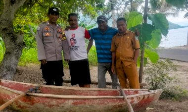 Bripka-Lasarus-Abong-Fasilitasi-Penyelesaian-Masalah-Sampan-Hanyut-Secara-Kekeluargaan