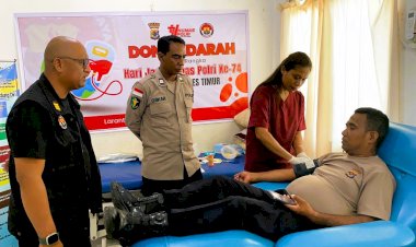 Setetes-Darah-Sejuta-Harapan,-Polres-Flores-Timur-Gelar-Donor-Darah-Peringati-Hari-Jadi-Humas-Polri-ke-74