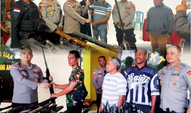 Harmoni-untuk-Keamanan,-Warga-Waiburak-dan-Narasaosina-Serahkan-Senpira-kepada-Polres-Flores-Timur