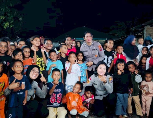 Hadirkan Keceriaan, Polwan Polres Flotim Dampingi Anak Pasca Gempa