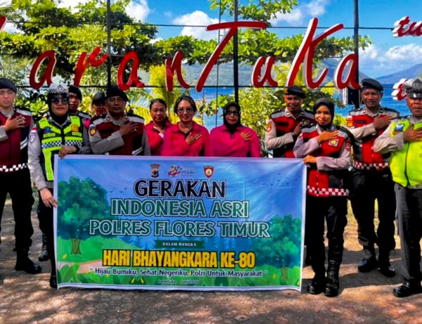 Polres Flores Timur Gelar Gerakan Nasional Indonesia Asri di Tiga Titik Kota Larantuka