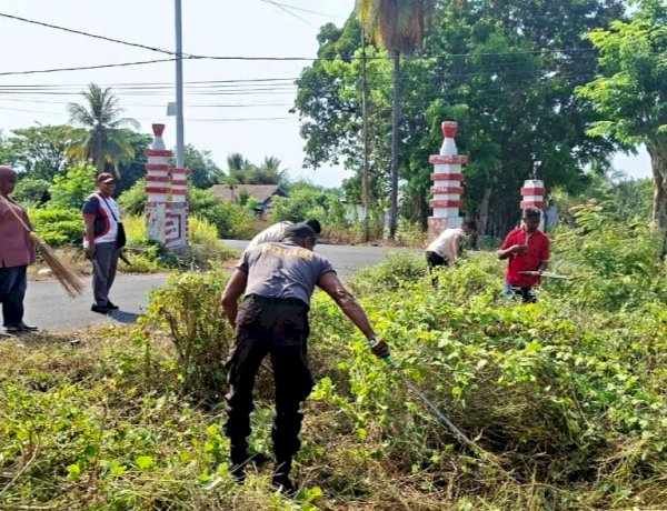Polsek Adonara Timur Bersama Brimob dan Pemerintah Bergerak Menata Lokasi Hunian Sementara untuk Brimob