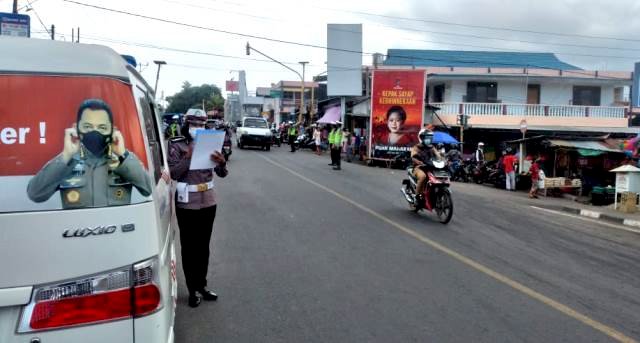 Sat Lantas Polres Flotim, Himbauan dan Sosialisasi Tertib Berlalu Lintas Serta Patuhi Prokes
