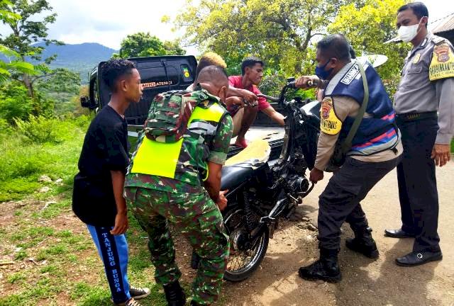 Dukung Kebijakan Kasat Lantas, Bhabinkamtibmas Bersama Bhabinsa Tanjung Bunga Amankan Motor Berknalpot Recing