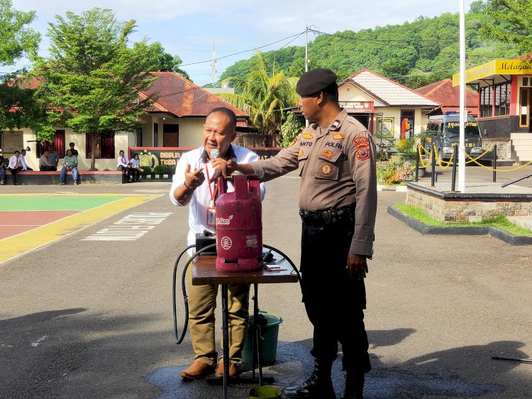 Personil Polres Flotim Ikuti Sosialiasi Penggunaan Tabung Gas LPG