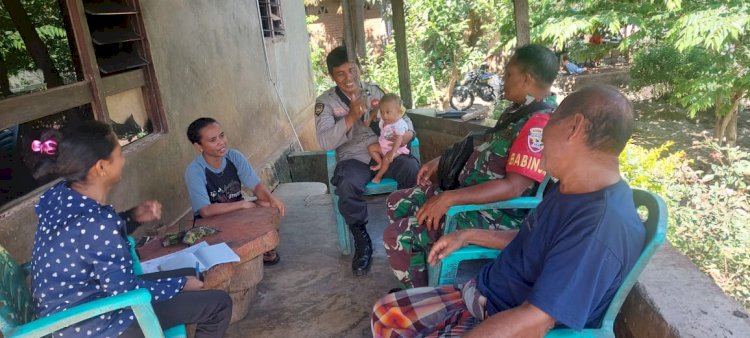 Sinegritas TNI POLRI Peduli, Bhabinkamtibmas dan Babinsa Kunjung Perkembangaan Balita Stunting Di Desa Binaannya