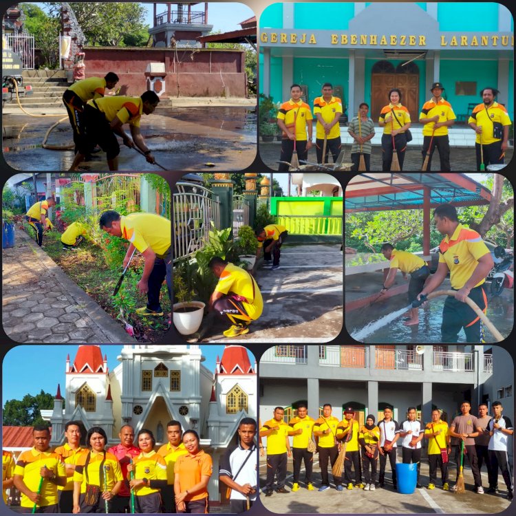 Jumat bersih Polres Flotim , Gotong Royong kerja Bhakti ditempat Ibadah