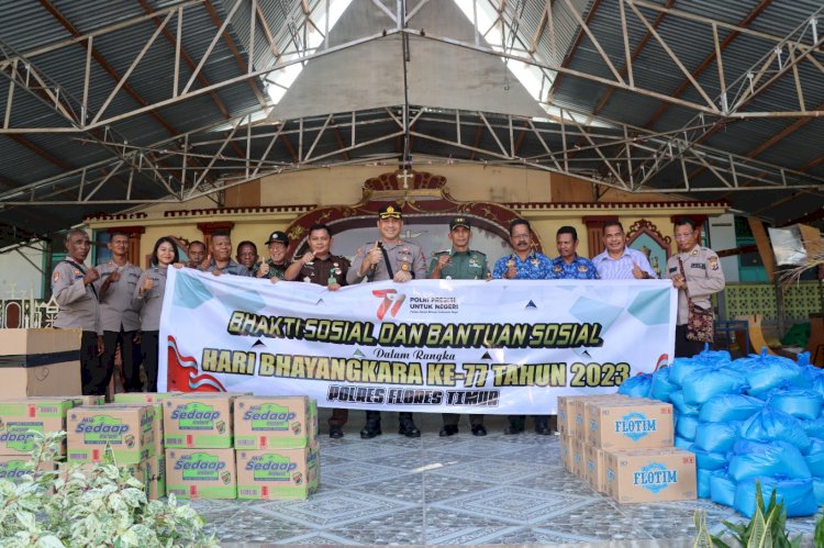 Bakti Polri Presisi :  Polres Flotim Baksos dan Bansos Religi Menyongsong Hari Bhayangkara Ke-77 Tahun 2023