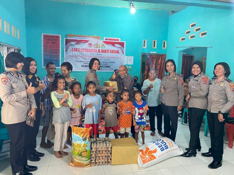 Peduli Kasih Polwan Polres Flotim Gelar Bakti Kesehatan Dan Bakti Sosial, Bersama Anak Panti Asuhan Dalam Rangka HUT Polwan Ke-75