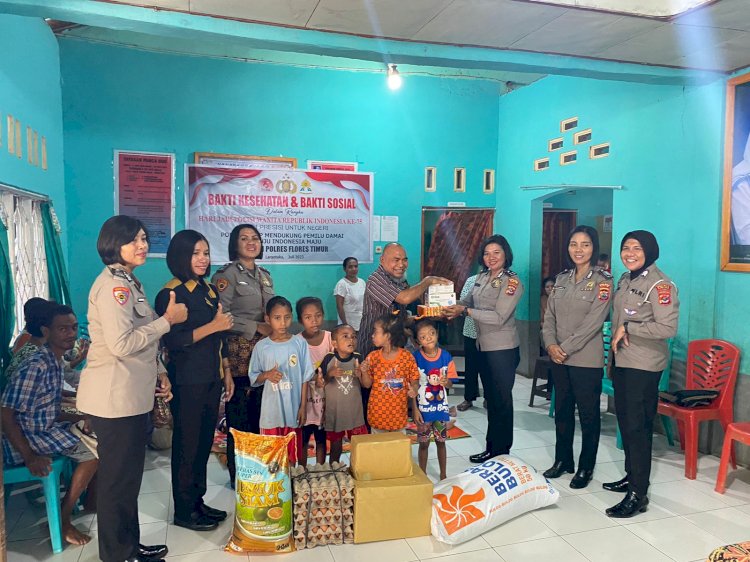 Peduli Kasih Polwan Polres Flotim Gelar Bakti Kesehatan Dan Bakti Sosial, Bersama Anak Panti Asuhan Dalam Rangka HUT Polwan Ke-75
