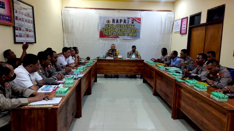 Rapat Gelar Operasional Kesiapan Pemilu 2024 Tingkat Polres Flores Timur