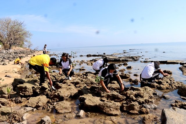 Bhakti Lingkungan, Polres Flotim Tanam Pohon Mangrove Guna Peringati HUT Humas Polri ke-72