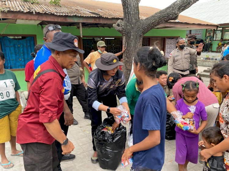 Tim Trauma Healing Polri Bantu Pemulihan Psikologis 267 Anak Korban Erupsi Gunung Lewotobi di Boru, Flotim.-