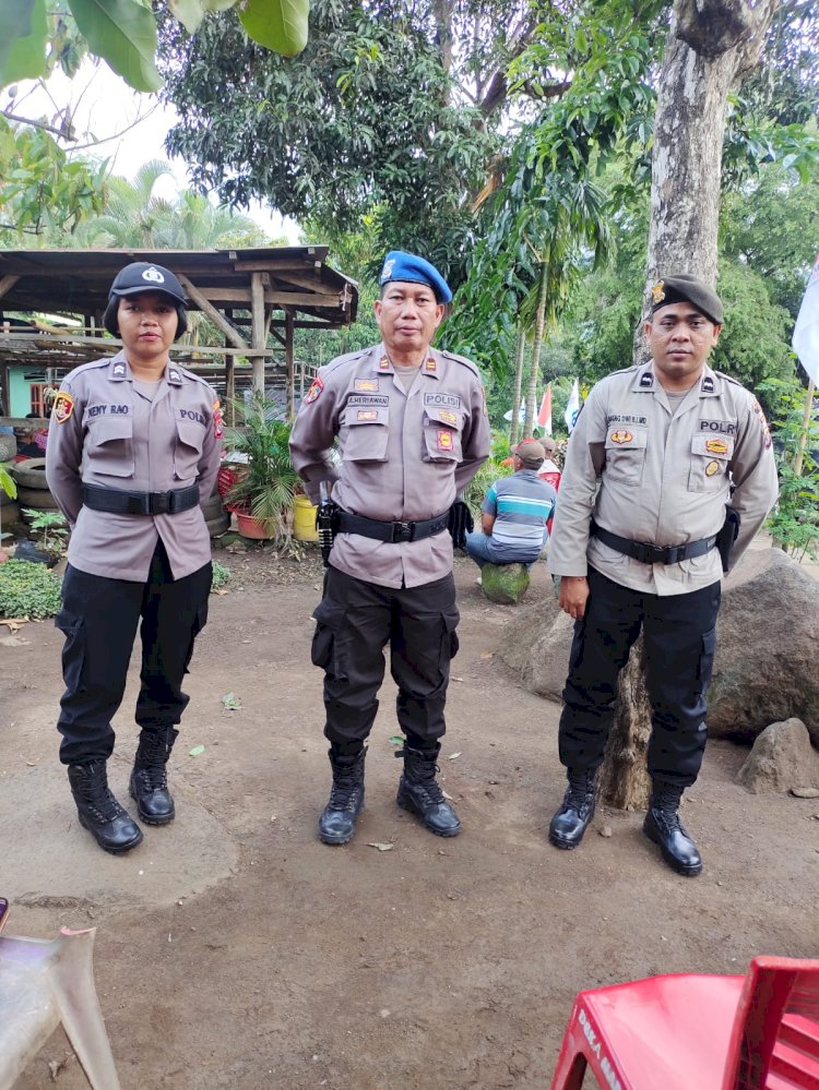 Personil OMB Polres Flotim Lakukan Pengamanan Kampanye Dalam Rangka Pemilu 2024.