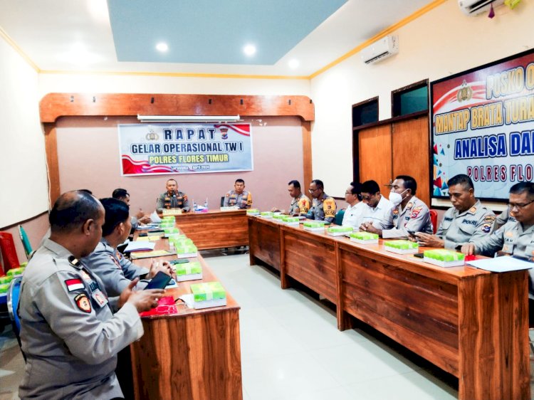 Polres Flotim Laksanakan Rapat Gelar Operasi TW 1 tahun 2024.