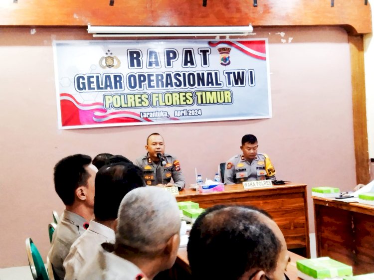 Polres Flotim Laksanakan Rapat Gelar Operasi TW 1 tahun 2024.