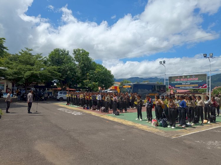 Kapolres Flotim Pimpin Apel Pelepasan Calon Siswa Bintara POLRI sebanyak 147 orang Siap diberangkatkan