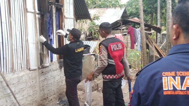 Tim Laboratorium forensik Polda Bali Turun TKP di desa Bugalima Kec. Adonara Barat