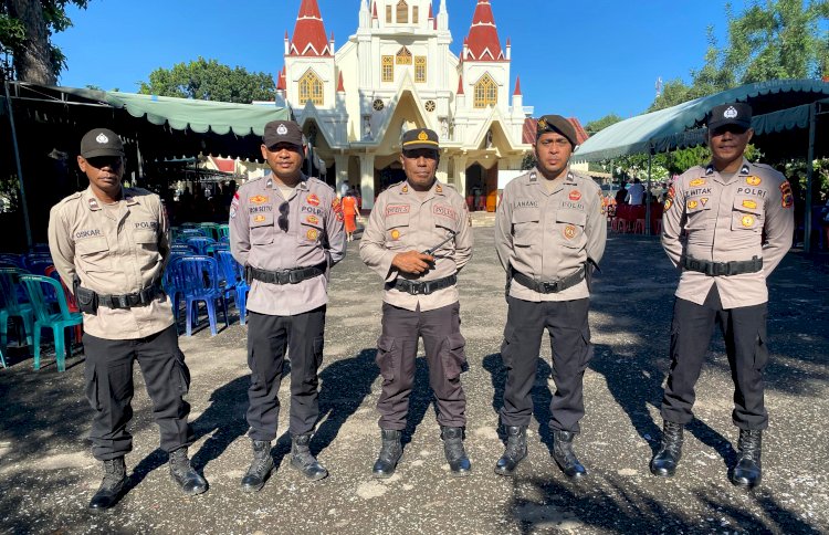 Polres Flores Timur Aktif Lakukan Pengamanan Gereja Sepanjang Pekan Suci