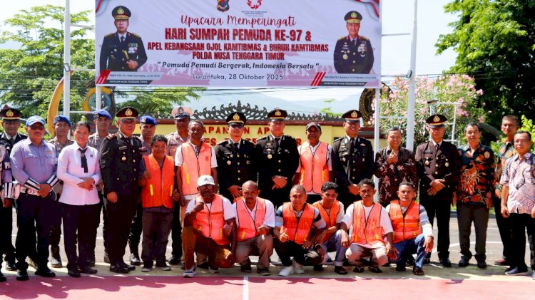 Semangat Sumpah Pemuda ke-97, Polres Flores Timur Gelar Upacara Sumpah Pemuda dan Apel Kebangsaan Ojol–Buruh Kamtibmas