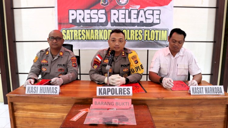 Polres Flotim Gelar Press Release Kasus Ganja, Dua Pelaku Diamankan