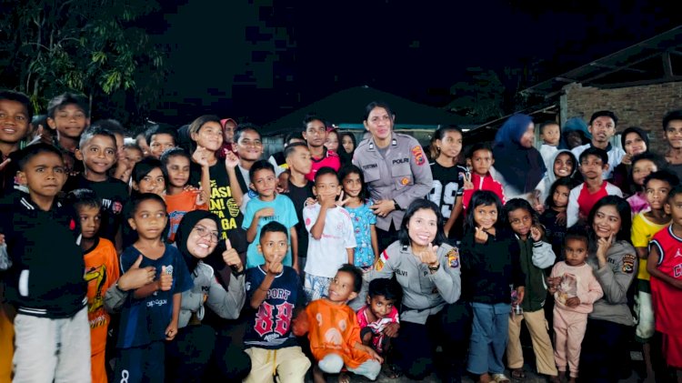 Hadirkan Keceriaan, Polwan Polres Flotim Dampingi Anak Pasca Gempa