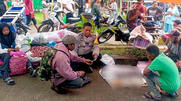 Dari Pasar Boru, Bhabinkamtibmas Ajak Masyarakat Jaga Ketertiban dan Antisipasi Bencana