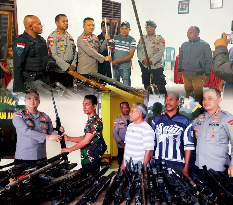 Harmoni untuk Keamanan, Warga Waiburak dan Narasaosina Serahkan Senpira kepada Polres Flores Timur