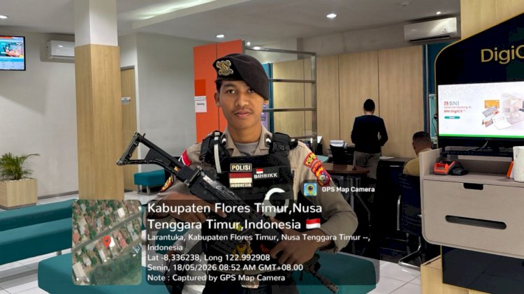 Hadir dengan Humanis, Unit Pamobvit Polres Flores Timur Pastikan Aktivitas Perbankan Berjalan Aman dan Nyaman
