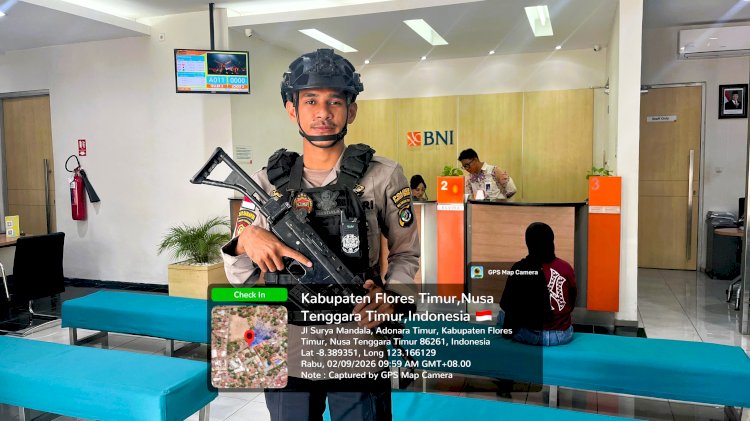 Unit Pamobvit Polres Flotim Perkuat Pengamanan Objek Vital di Sejumlah Bank