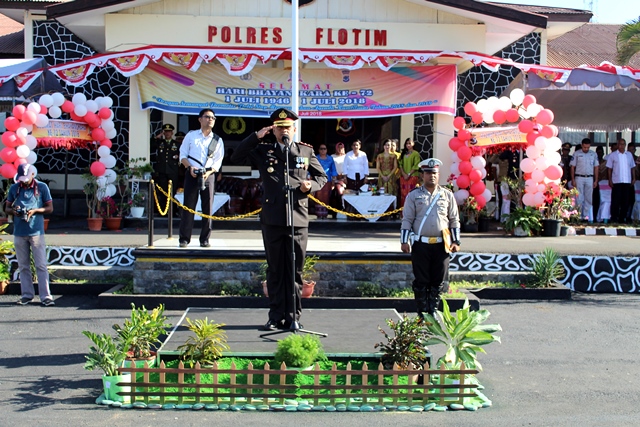 Upacara Peringatan Hari Bhayangkara Ke-72 Polres FloresTimur Dengan Irup Kapolres Flotim
