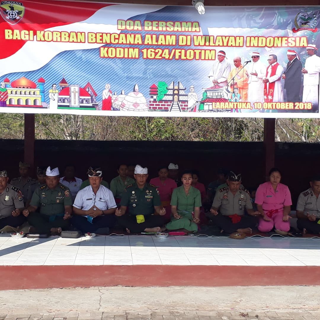 Dalam rangka Sinergitas TNI-Polri,  Polres Flotim Bersama Kodim 1624 Flotim Melaksanakan Giat Doa Bersama Bagi Korban Gempa dan Tsunami Palu Serta Pemilu 2019 Yang Aman