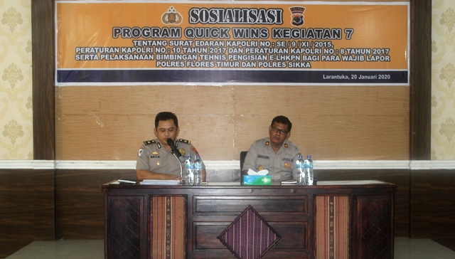 Sosialisasi Quick Wins Program 7 dan E-LHKPN Oleh Itwasda Polda NTT di Polres Flotim